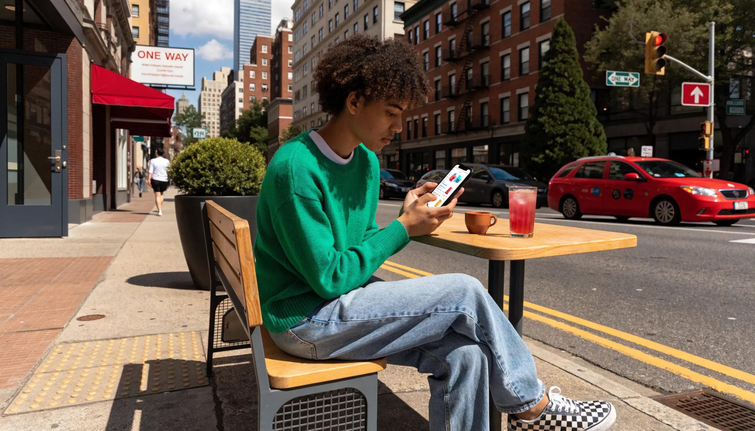 User utilizing a smartphone for local business searches, emphasizing the importance of mobile SEO